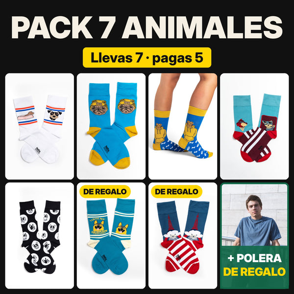 Pack 7 Animales Bacanes + Polera
