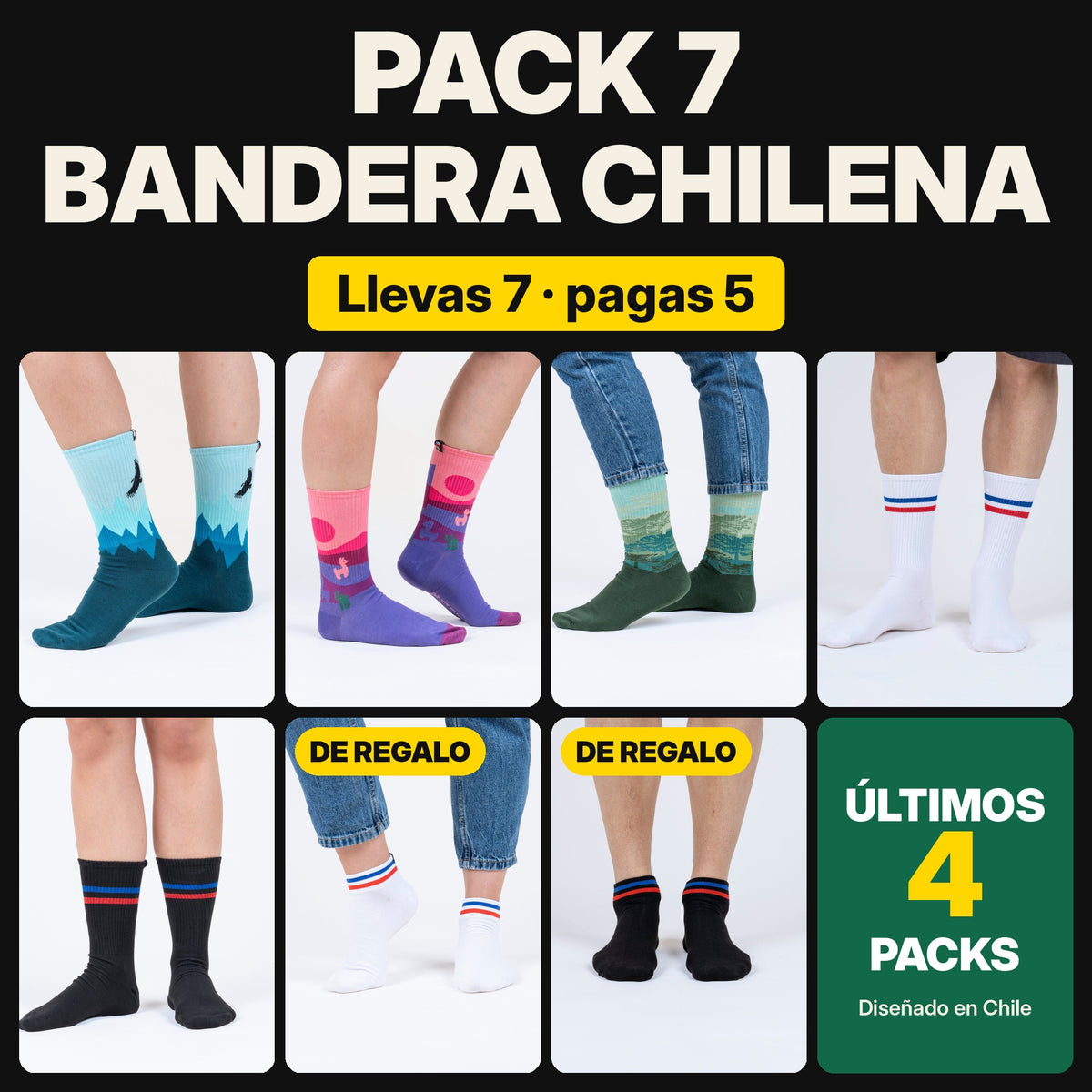 Pack 7 Bandera Chilena